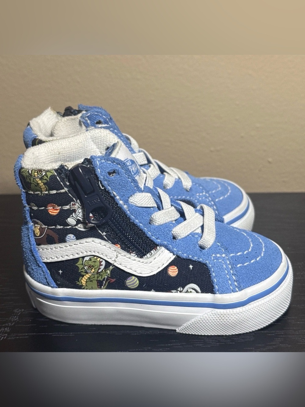 Vans Toddler Sk8-Hi Zip Cosmic Zoo Glow In The Dark Blue High Top Shoes Size 3T